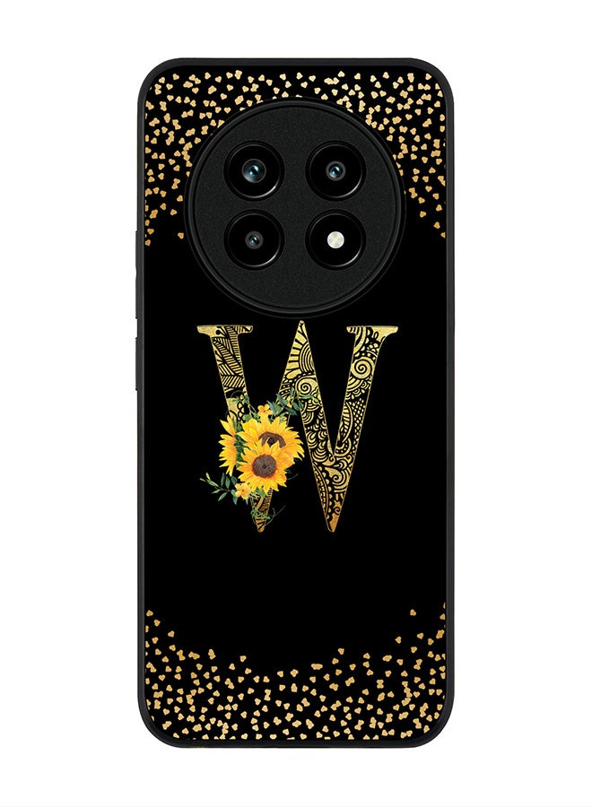 For Realme 13 Pro / 13 Pro+ Case,Slim fit Camera Protection, Shockproof Thin Phone cover  - Custom Floral Monogram - W ( Black )